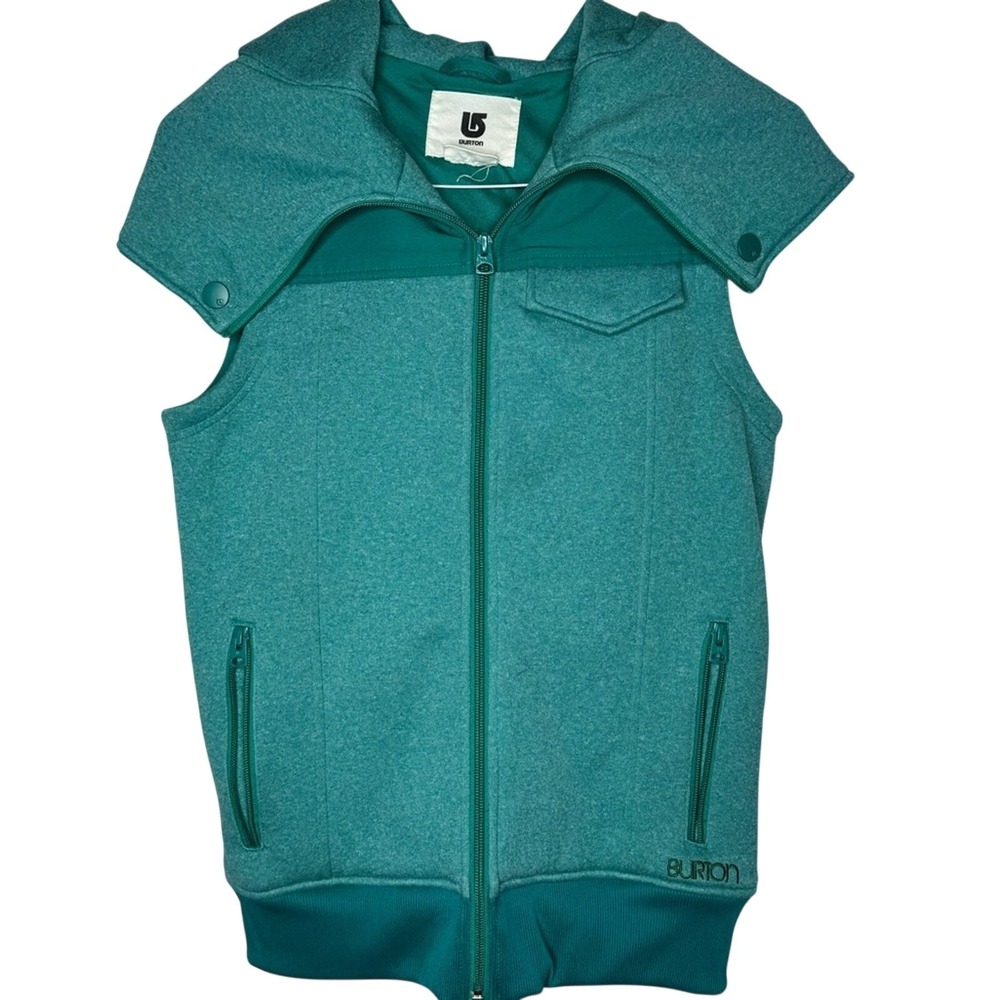 Burton Womens Teal Sleeveless Hoodie Vest Sz M Snowboarding Ski Cabin Layering‎